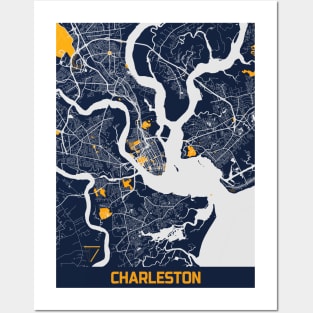 Charleston - United States Bluefresh City Map Posters and Art